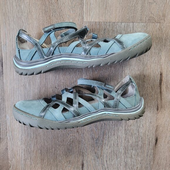 Jambu Tangerine Leather Strappy Walking Shoe Blue & Gray Size 8.5 - Picture 1 of 16